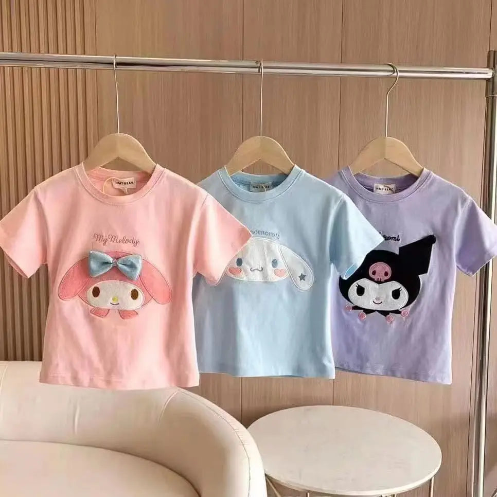 T-shirt fille dessin animé kawaii — été 2026, 90-140cm, cadeau enfant, mignon