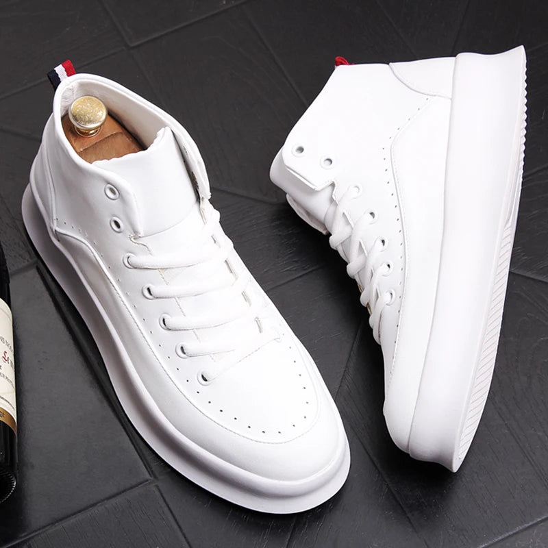 Bottes Homme Rouge & Blanc en Cuir — Style Audacieux & Original
