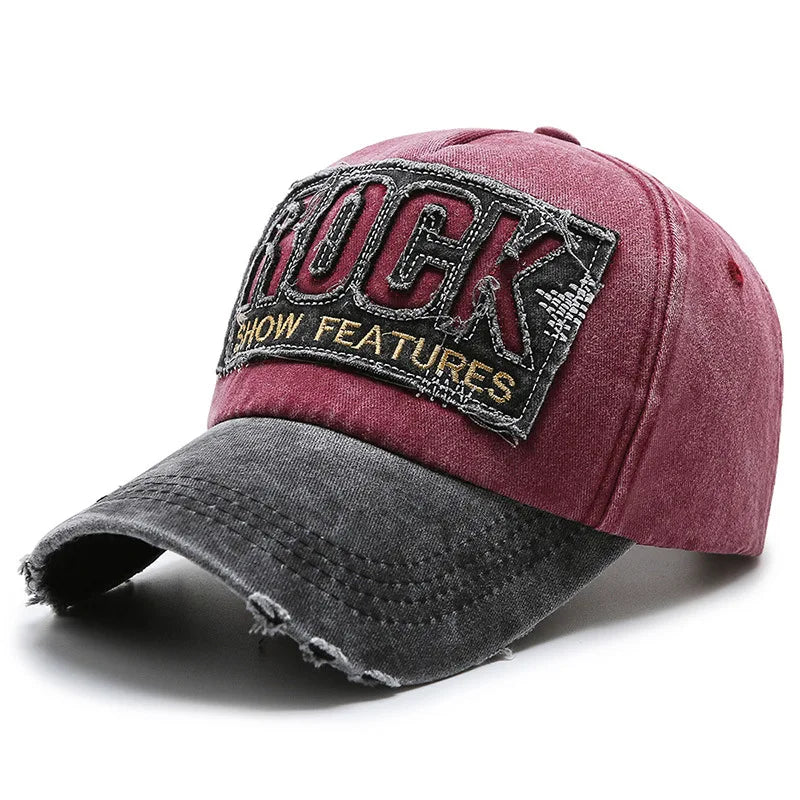 Casquette en denim shabby avec lettres lavées — hommes, femmes, chapeau de soleil, version coréenne, mode printemps/automne