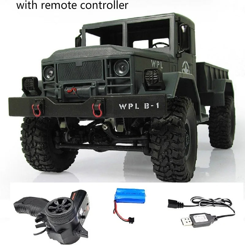WPL B-24 Peugeot Camión Militar a Control Remoto DIY Todoterreno versiB24 Coche RC 4 Ruedas Bumoso Drive Escalada GAZ-66 Vehículo Regalo Juguete para Niño