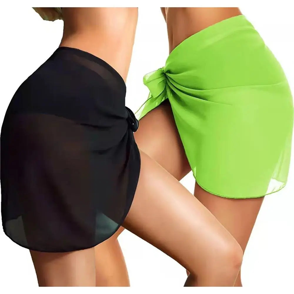 Jupe courte en mousseline de soie pour femmes, Industries ong, cover-ups pour les maillots de bain, bikini de plage, rond, transparent, écharpe, été