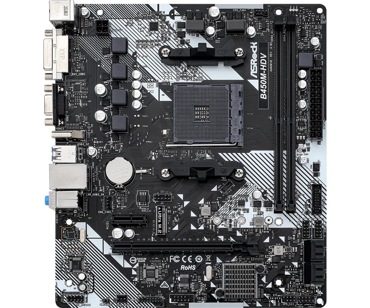 ASROCK B450M-HDV R4.0 carte mère B450 placa mãe AM4 CPU Support Ryzen 5 5500 5600G 7 5700G 7 3700X ram DDR4 M.2 DVI-D Micro ATX