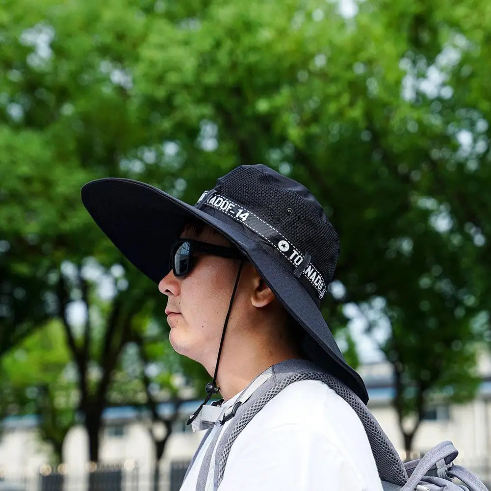 Grand chapeau de soleil d'été pour hommes et femmes, casquette de pêche respirante, Protection contre les UV, chapeau de pêcheur en maille, randonnée en plein air, casquette de plage