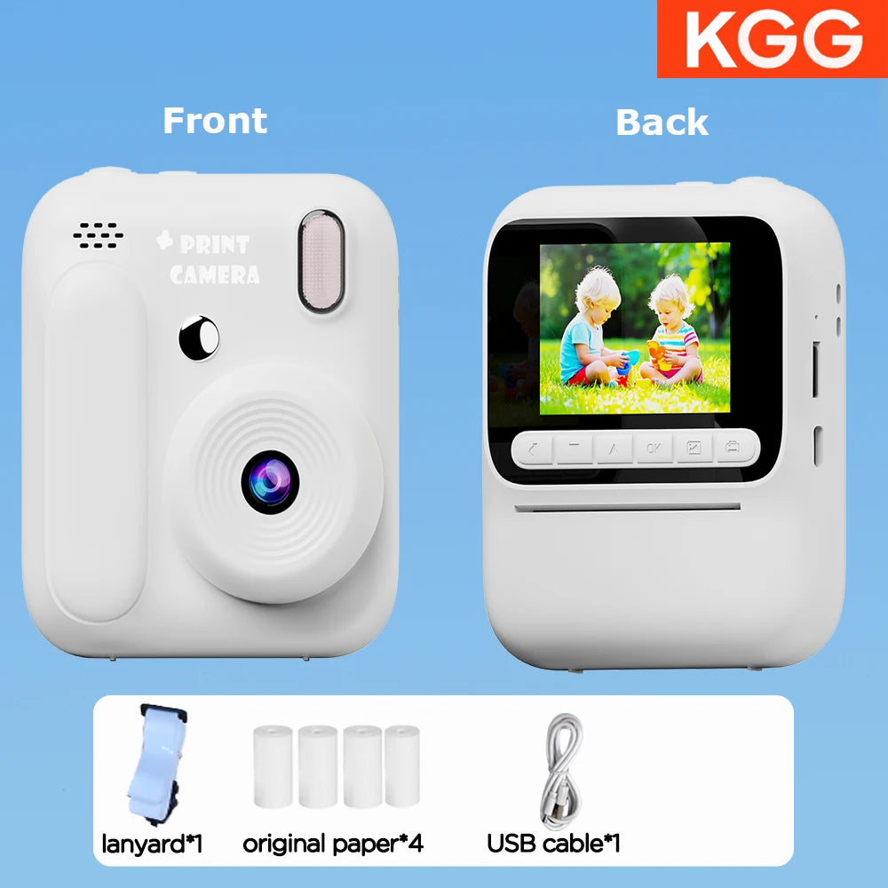 Instant Camera for Kids, Color Printing, 32GB, 1080P, Thermal Print Toy, Photo, Video Games, Music, Children's Gift