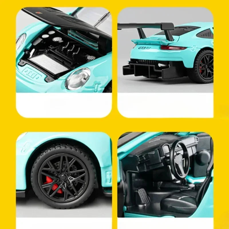 Die-cast sports car model inventory for children, car toy, GT3RS vehicle, boy's birthday gift, home decoration, 1/32 scale, 911