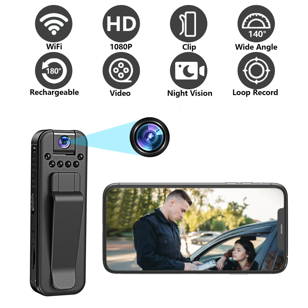 Caméscope Miniature HD 1080P, petit corps de Police, avec Clip arrière, Vision nocturne infrarouge, caméscope de Surveillance vidéo