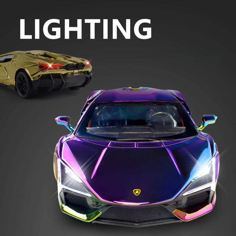 Simulation 1:24 Lamborghini Revuelto Super Car Model with Sound and Lights, Kids Boys Birthday Gift, Miniature Car Home Decor