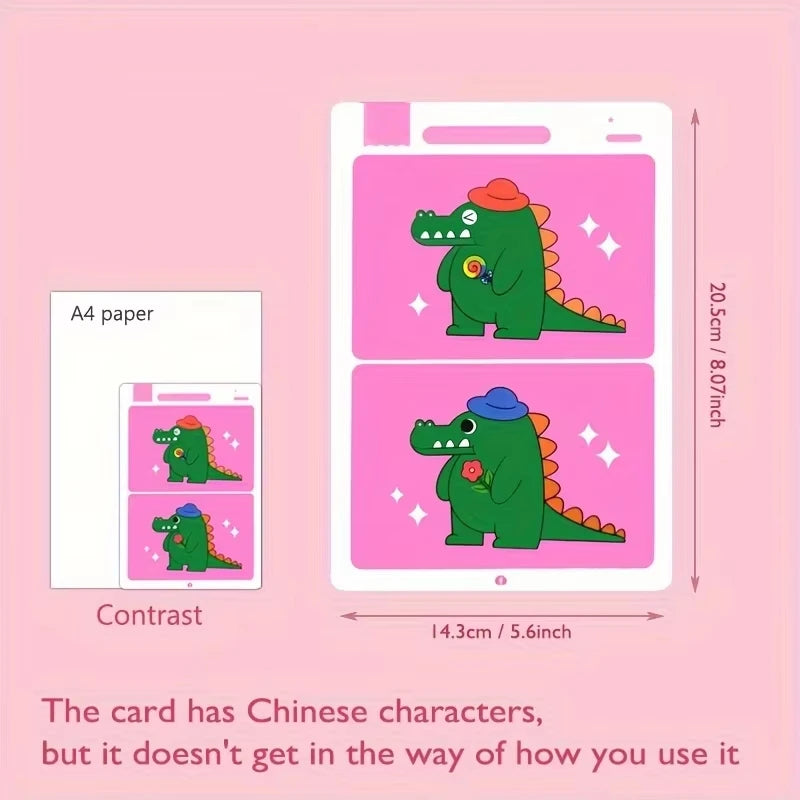 Trouver des différences Jeu de cartes Puzzle éducatif de dessin animé réutilisable pour enfants Trouvez des niveaux de difficulté pour la formation à l'attention de concentration