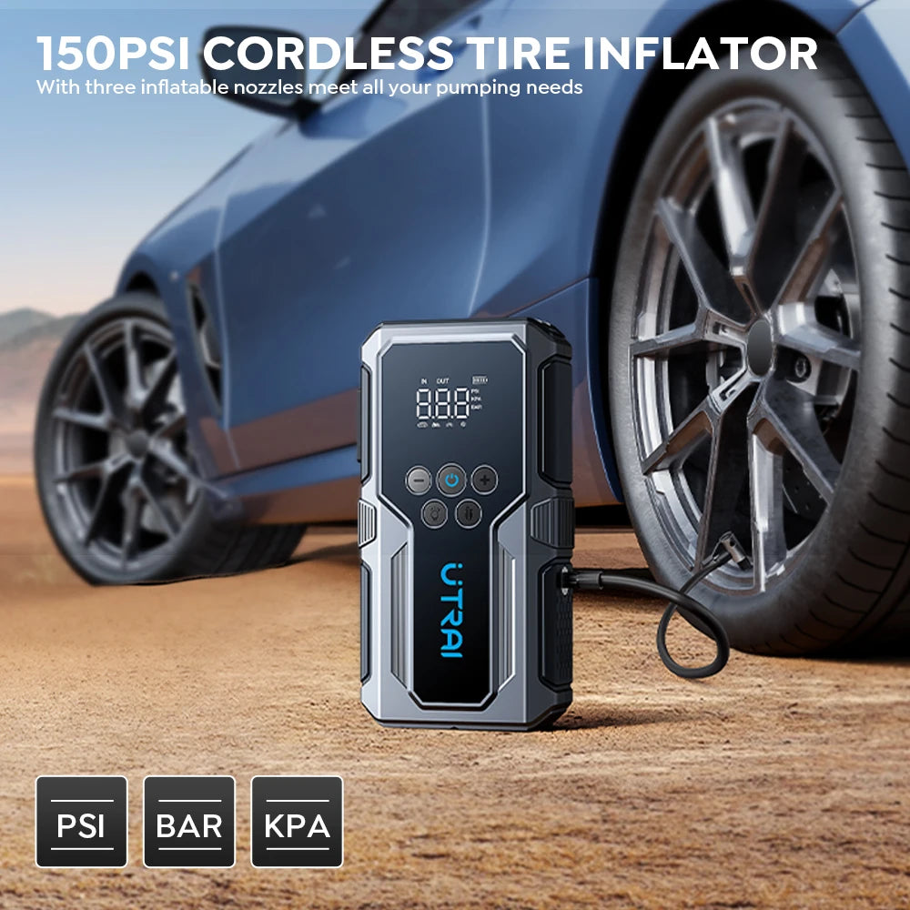 UTRAI 1500A démarreur de saut de voiture batterie externe Portable 150PSI pompe à Air batterie de voiture Boosters d'urgence dispositif de démarrage démarreur de voiture 2024