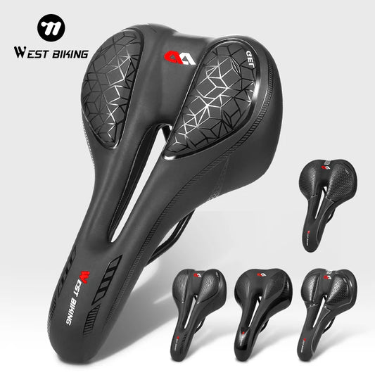 Selle vélo route et VTT en PU — respirante, souple, coussin ergonomique, course