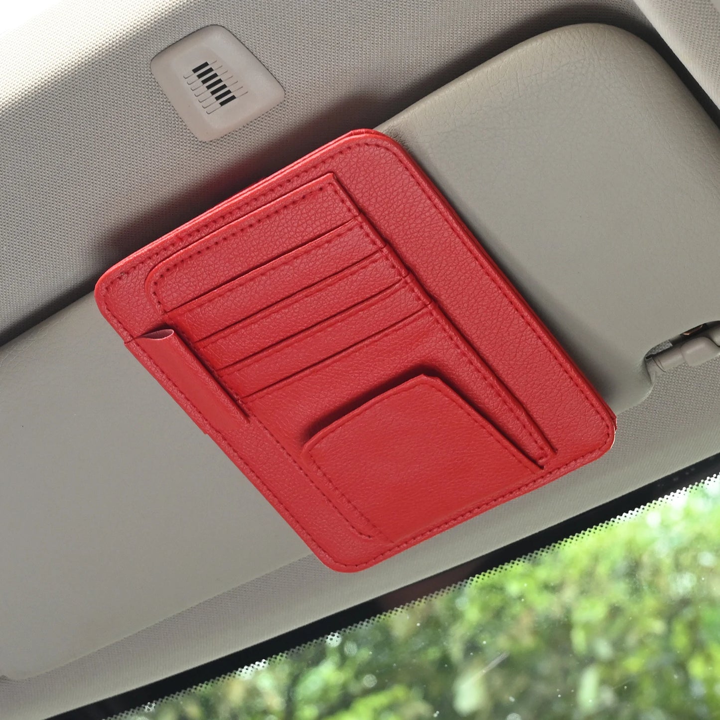 Organisateur Visière Voiture Multi-Poches — Porte-Cartes Lunettes Rangement Anti-Rayures