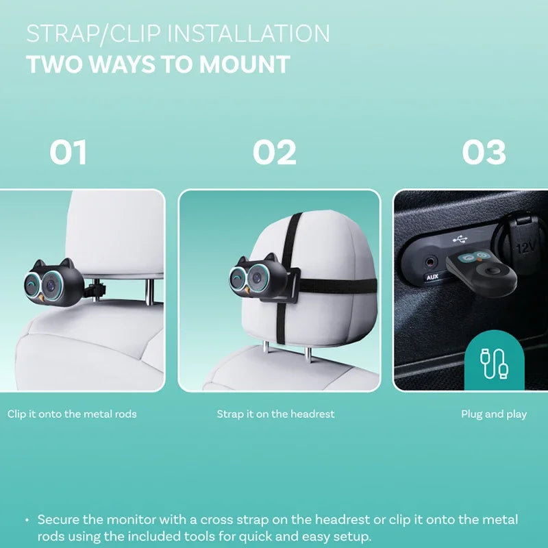 Adaptateur CarPlay Sans Fil Caméra Bébé — 1080P 150° Vision Nocturne Grand Angle