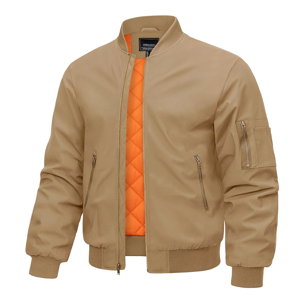 Veste bomber pour hommes — chaud, hiver, rembourré, baseball, pilote, coupe-vent, varsity