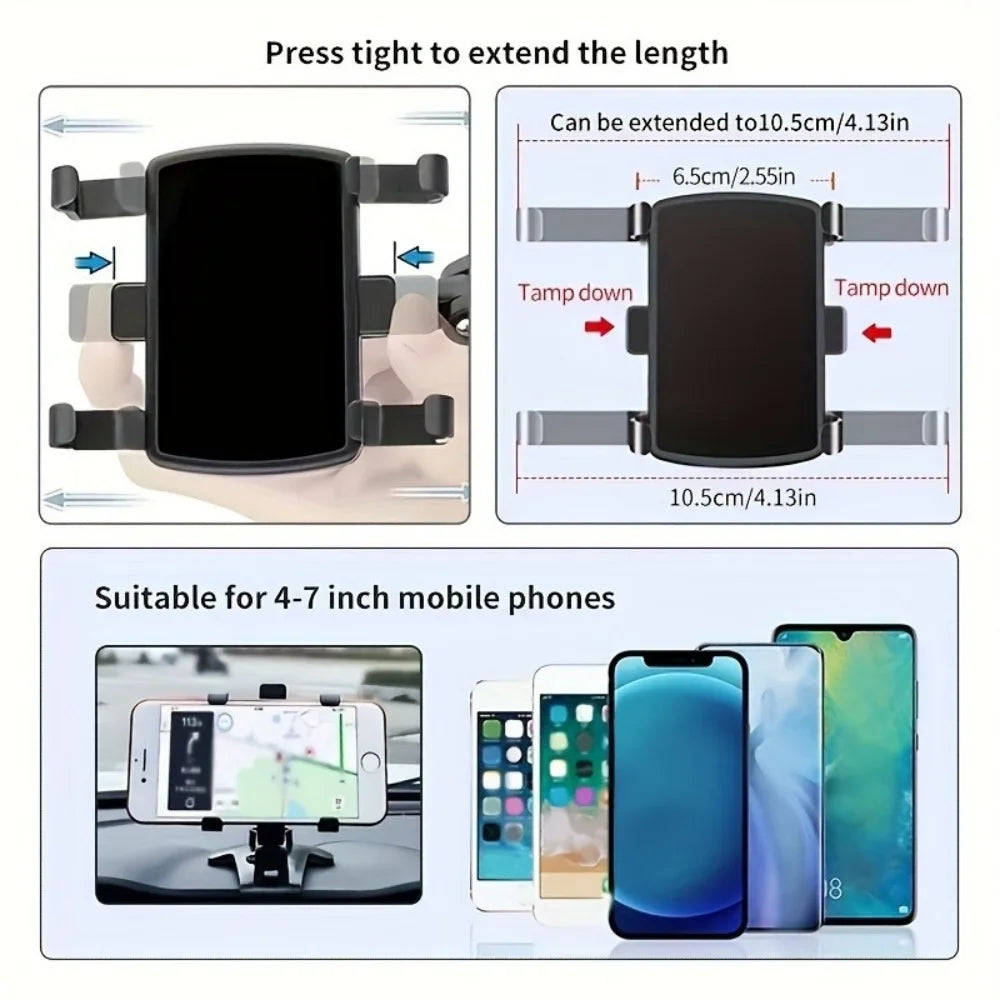 360° Rotatable Car Phone Holder, Universal Cell Phone Holder, Dashboard Easy Clip Mount, Mobile Phone Holder for GPS Navigation