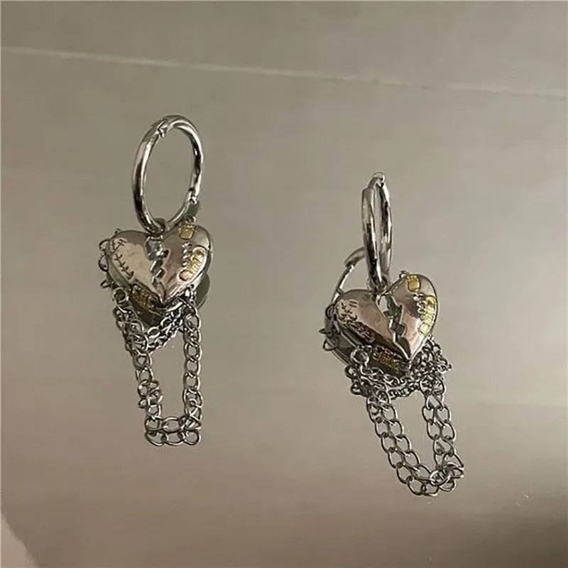 Boucles d'oreilles liquide irrégulières Y2K pour femmes, couleur argent, Hip-Hop Punk, mode géométrique, Clip pour fille, bijoux de fête tendance 2024