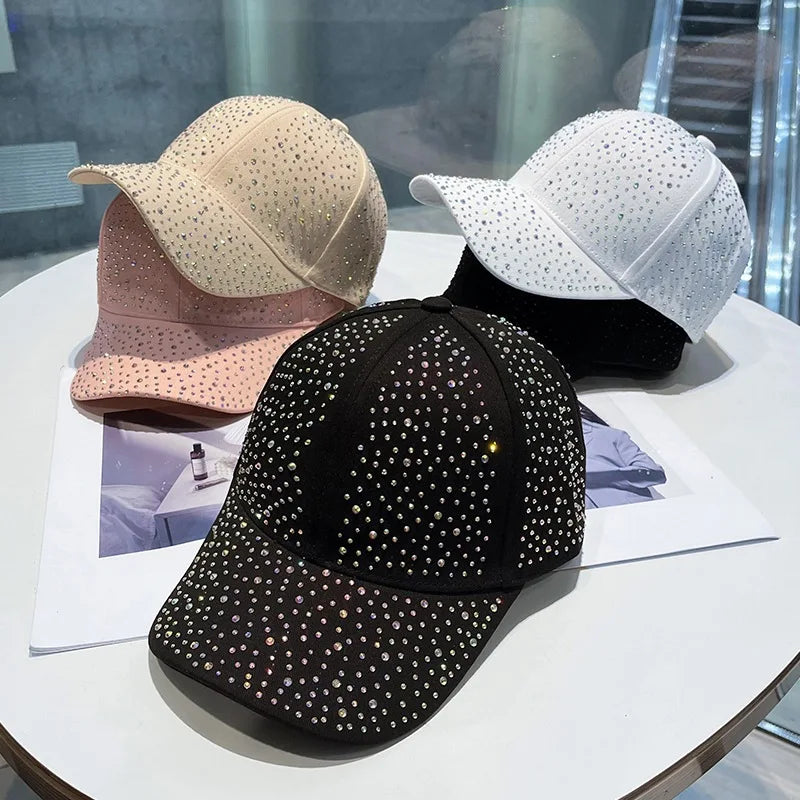 Casquette de Baseball en strass pour hommes et femmes, en coton, diamants, Snapback Hip Hop, visière extérieure, chapeaux de soleil