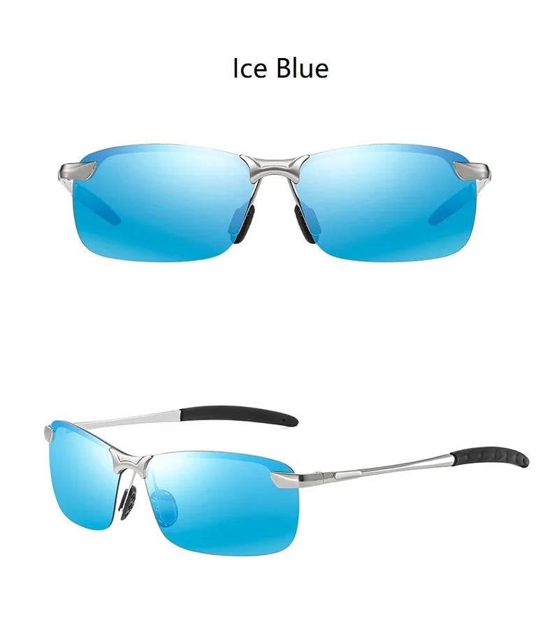 Lunettes de soleil polarisées classiques en métal pour hommes, mode, conduite, pêche, demi-monture, rétro, marque de luxe, lunettes de créateur, UV400