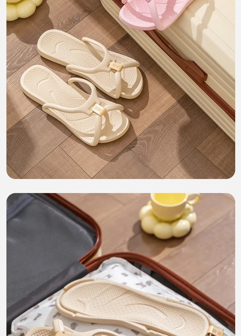 Pantoufles de voyage pliables unisexes, tongs EVA, antidérapantes, pour hôtel, salle de bain, intérieur et extérieur, portables, légères et confortables