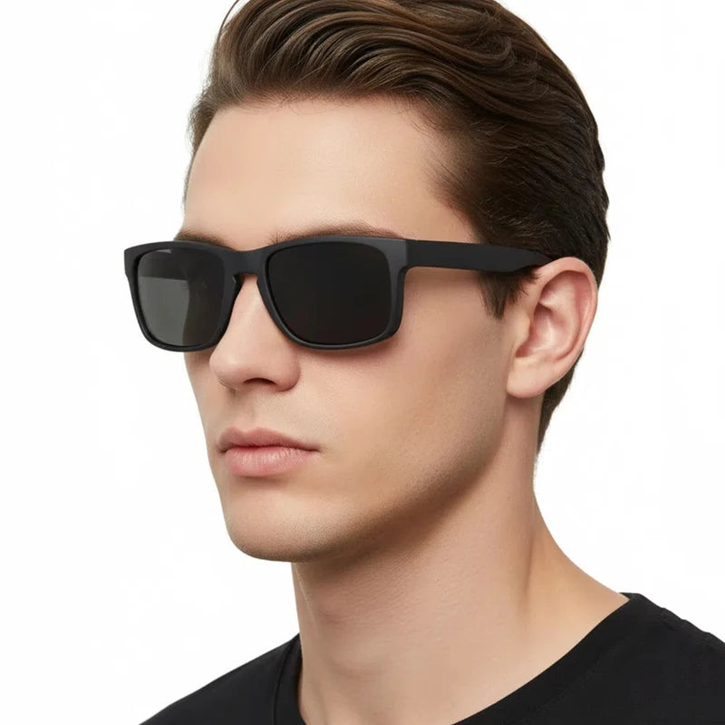 Lunettes de soleil polarisées carrées classiques pour hommes et femmes, Vintage, en plastique, élégantes, noires, pour Sports de plein air, UV400