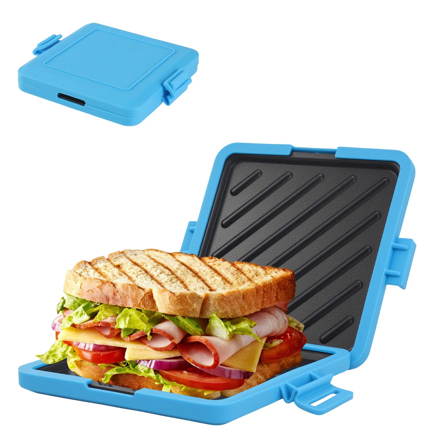 Machine à petit-déjeuner à sandwich micro-ondes, design compact, peut fabriquer des sandwichs, des toasts du petit déjeuner, des hot-dogs - comprenant des livres de recettes