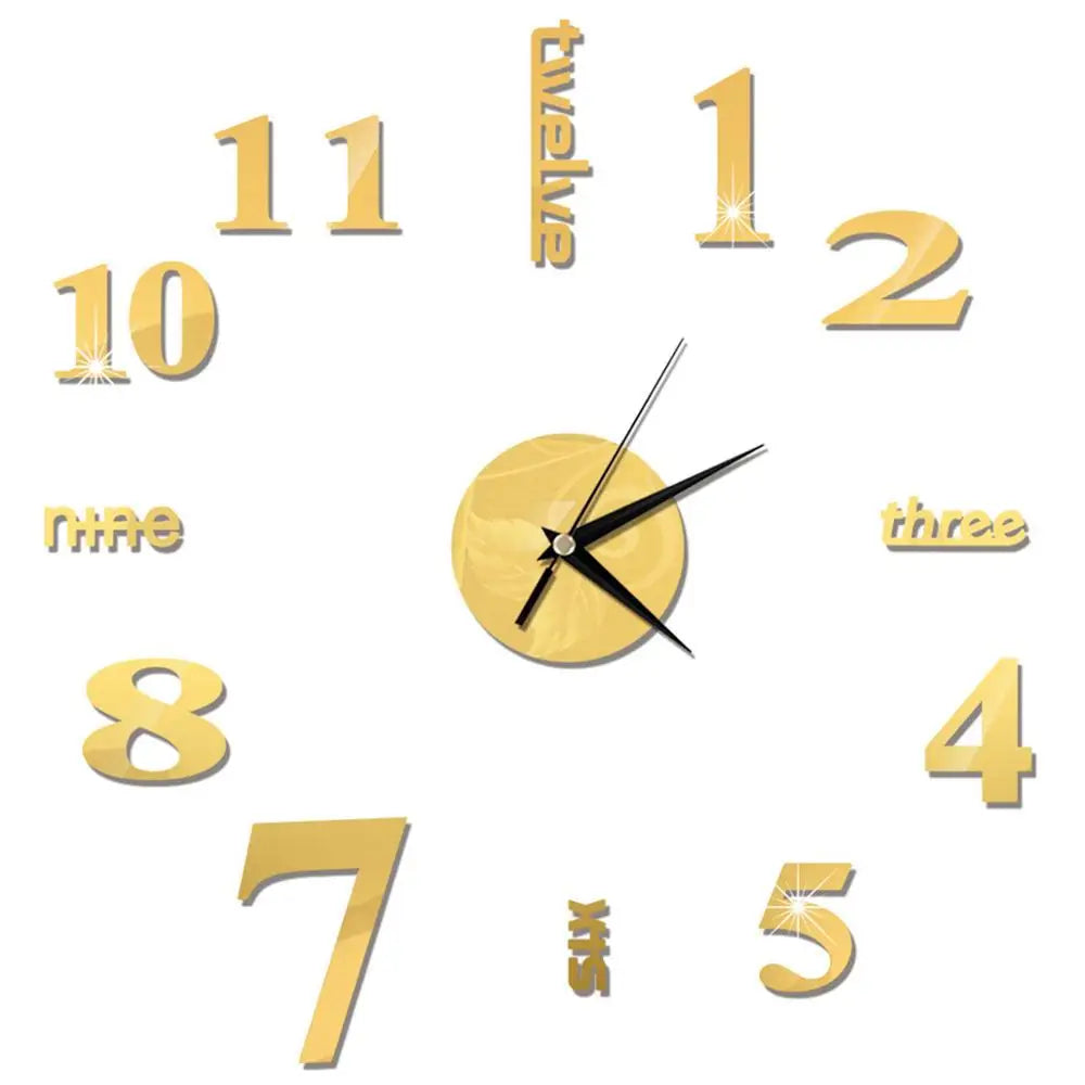 Creative Frameless Wall Clock, Silent Wall Sticker for Home, Acrylic Mirror Sticker, Wall Decor for Living Room and Office, DIY