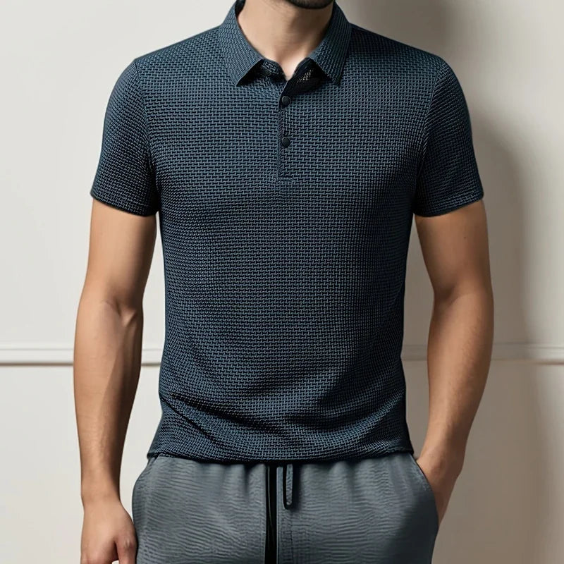Polo Affaires Fleur d’Os Couleur Unie Homme — Respirant Confortable Été