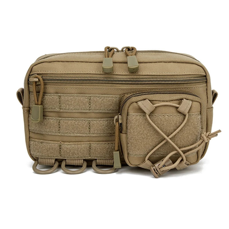 Pochette d'administration horizontale tactique Molle avec poche avant à cordon, pochette modulaire EMT, sac de rangement utilitaire EDC, sac de taille d'extérieur