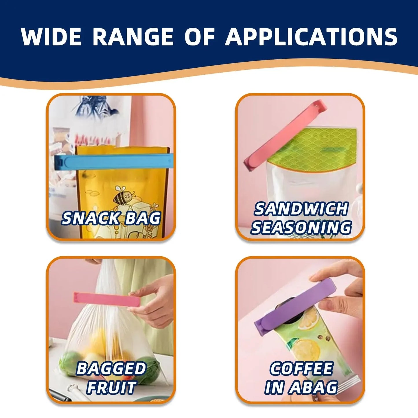 Airtight Food Bag Clips, 12 Pieces, Reusable and Waterproof Plastic Sealer for Snacks, Chips, and Cereals | Dishwasher-Safe Kitchen Accessories