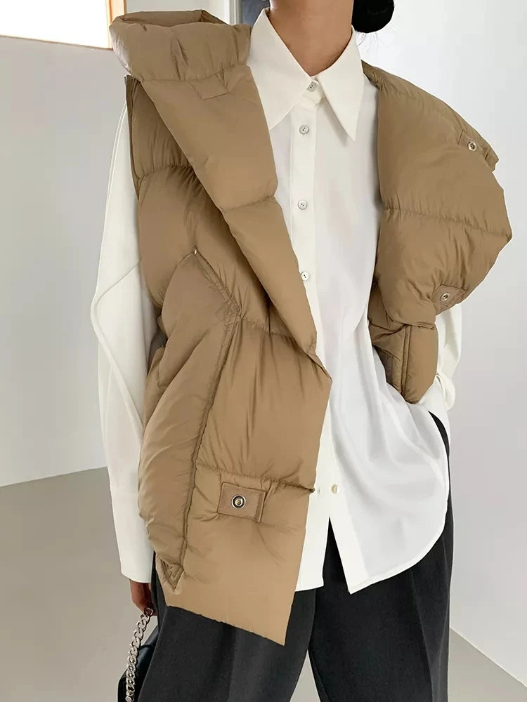 Chaleco de plumón con capucha de pato blanco para mujer, chaleco informal, ropa de abrigo de invierno, 2024, novedad, 90%