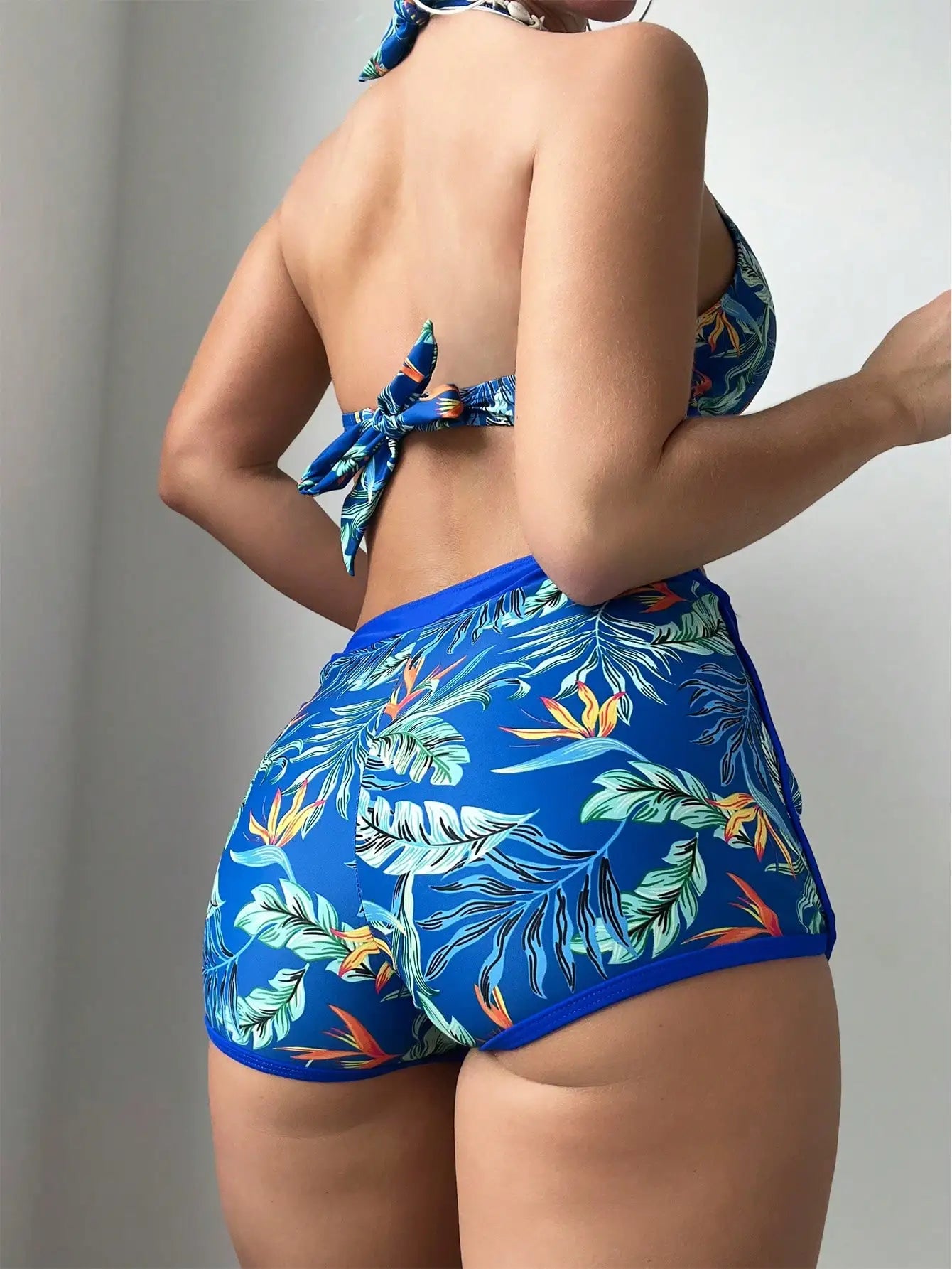 Ensemble de bikini halter 2026, maillot de bain court pour femme, maillot de bain taille haute imprimé, tenue de plage