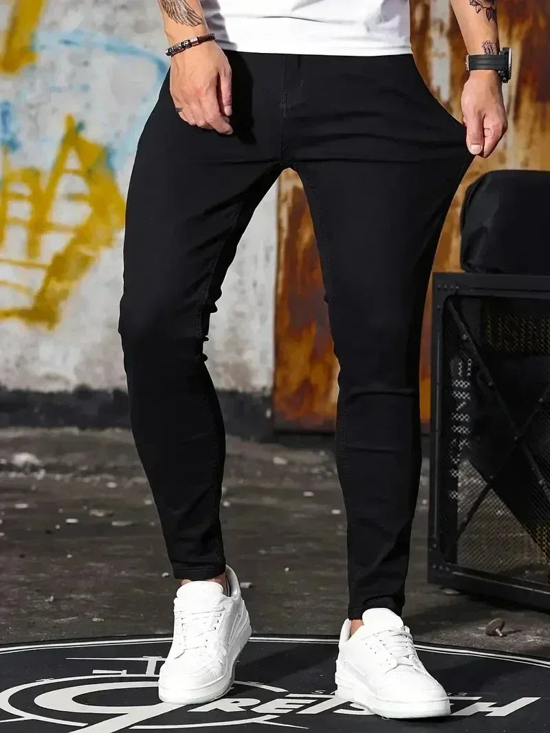 Jean Skinny Décontracté Homme — Polyvalent Coupe Ajustée Poche