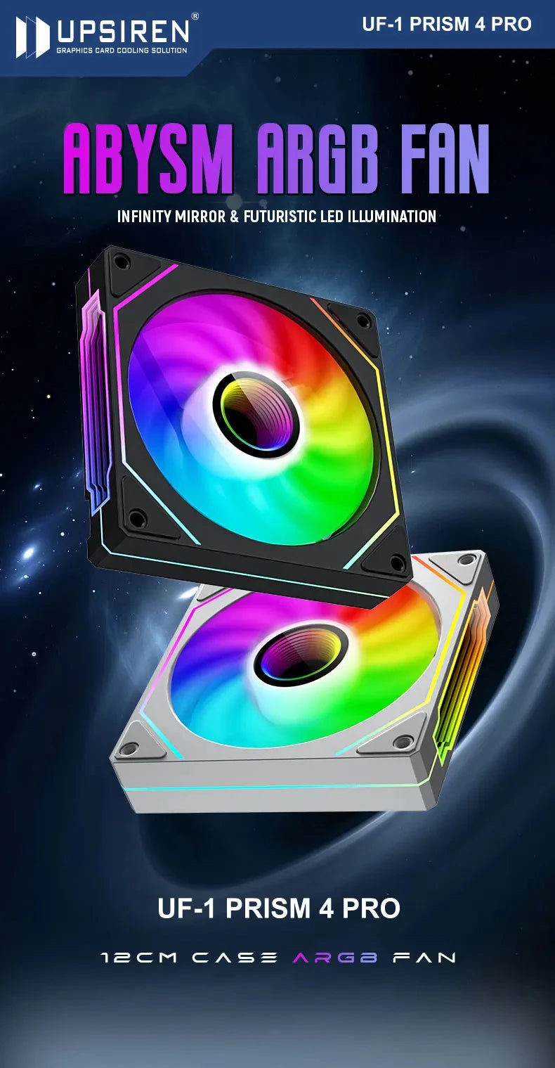 UPSIREN UF-1 PRISM 4 PRO ventilateur de châssis d'ordinateur 12 cm ARGB 4 broches PWM ventilateur de refroidissement silencieux 12 V grand Volume d'air 45CFM/600-1500 tr/min