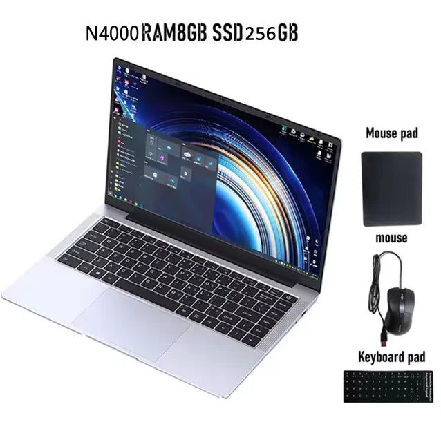 Portátil ligero con Windows 11 Pro para adultos, ordenador portátil de oficina para juegos, envío desde Rusia, Intel N4000, 8 GB de RAM, 14.1 GB, 256 GB SSD, 512 pulgadas