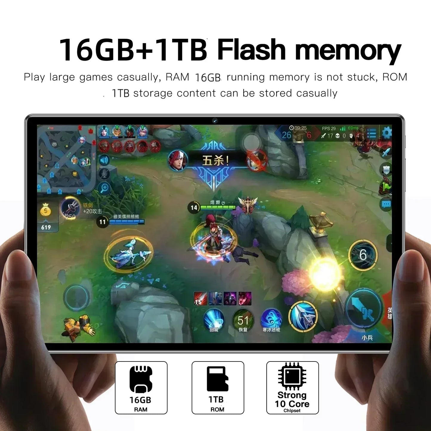 Tablette PC Android 16 2026 — 24 Go RAM, 2 To ROM, 5G, double SIM, écran HD plein écran, mini PC (v2)