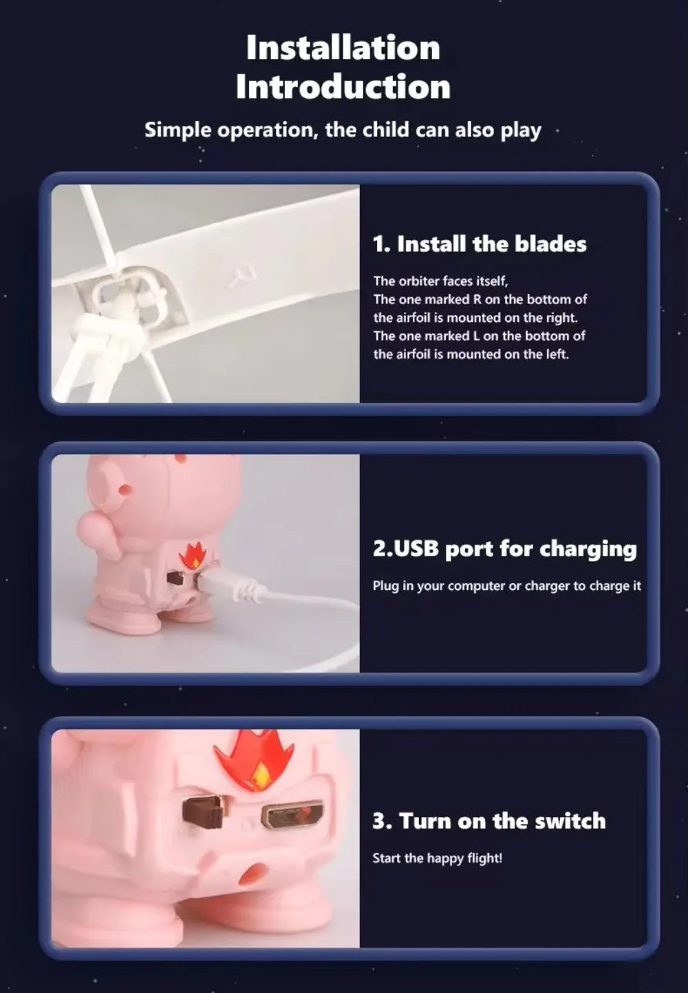 Robot volant lumineux en lévitation, avion jouet d'astronaute, Drone interactif à commande manuelle avec lumières, jouets d'extérieur pour enfants, cadeau