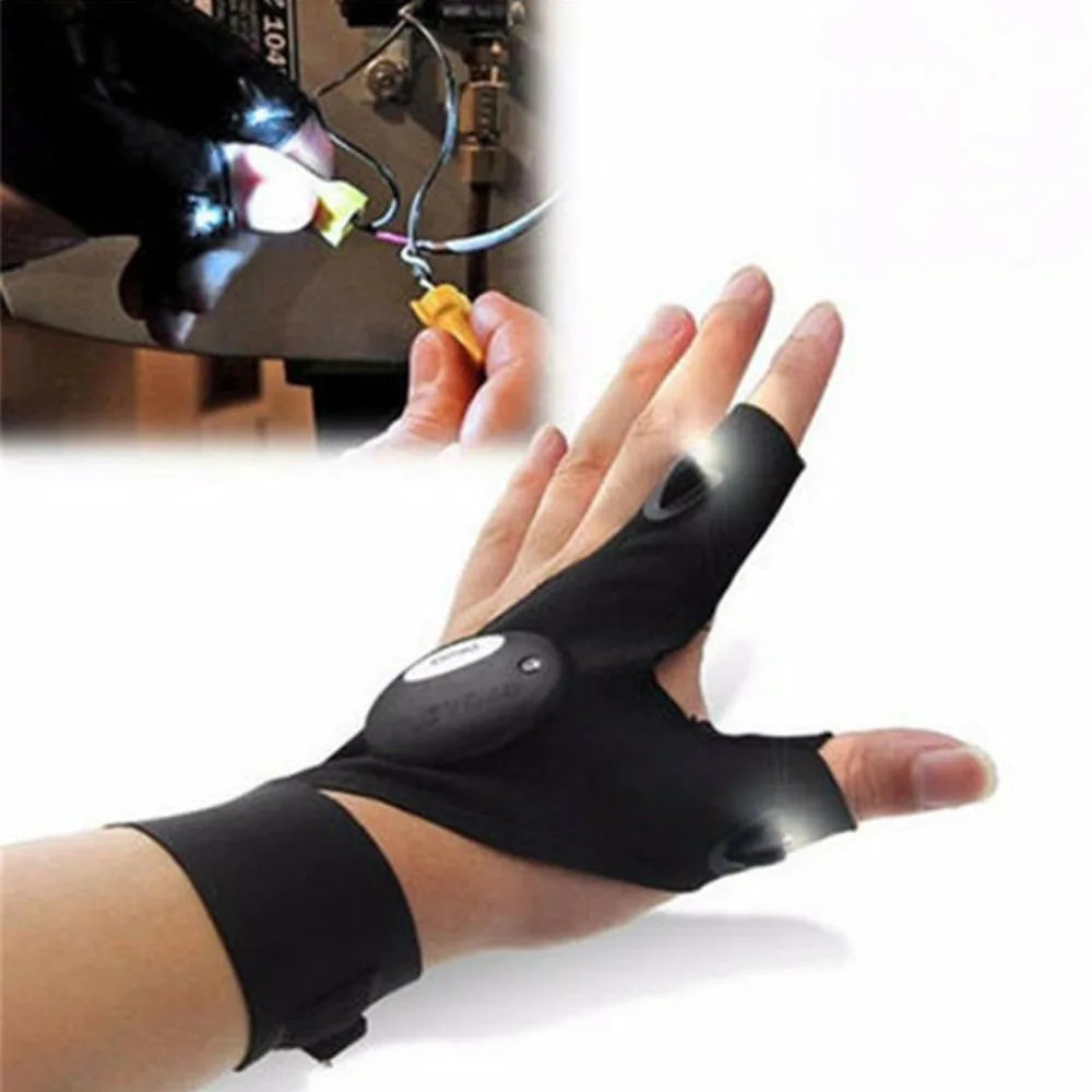 Gants LED Lumineux Étanches — Cyclisme, Camping & Randonnée Sans Doigts