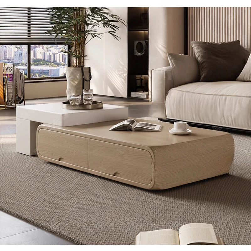 Walnut Small Coffee Table Combination Apartment Living Room Side Tables Household Modern Cream Mesa De Centro Sala Furniture