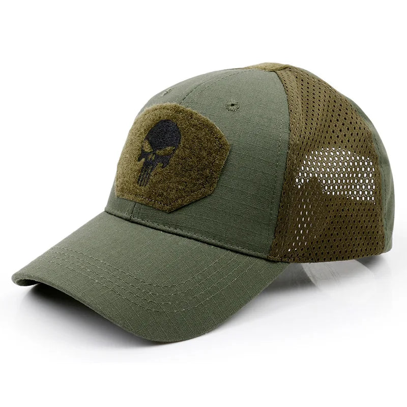 Casquette de Baseball en maille pour hommes et femmes, Camouflage, crâne, réglable, Airsoft, tactique de randonnée en plein air, nouvelle collection été 2024