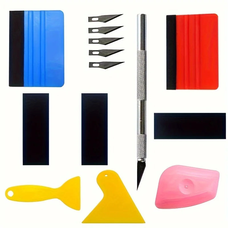 Kit d'outils d'emballage de voiture, ensemble de feuilles automobiles, outils d'enveloppe en vinyle, raclette, grattoir, couteau de coupe pour Kit d'outils de Film d'emballage de voiture