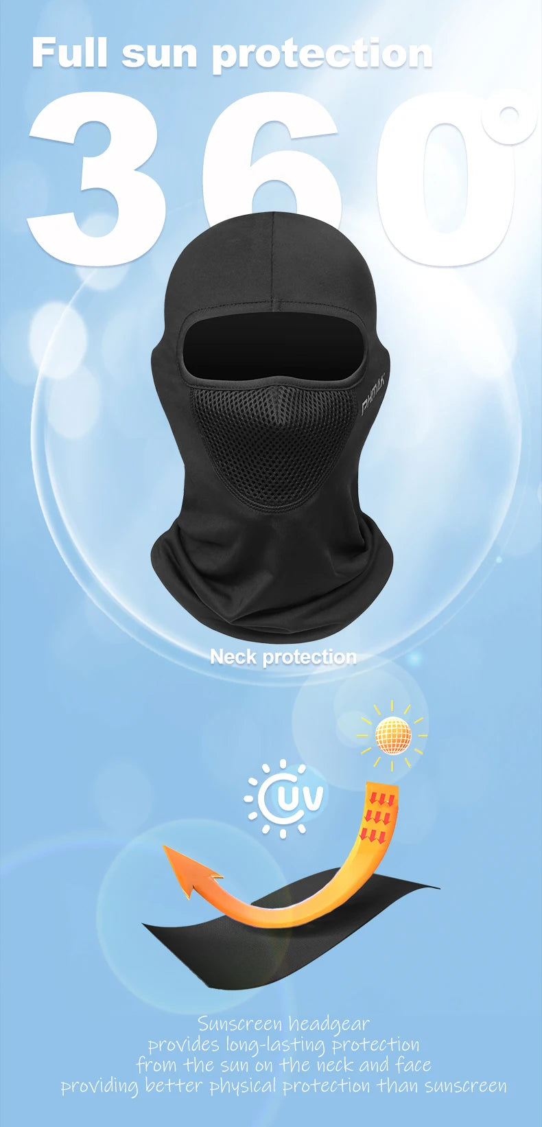Masque d'équitation moto — protection vent et chaleur, masque complet respirant, cagoule, écharpe