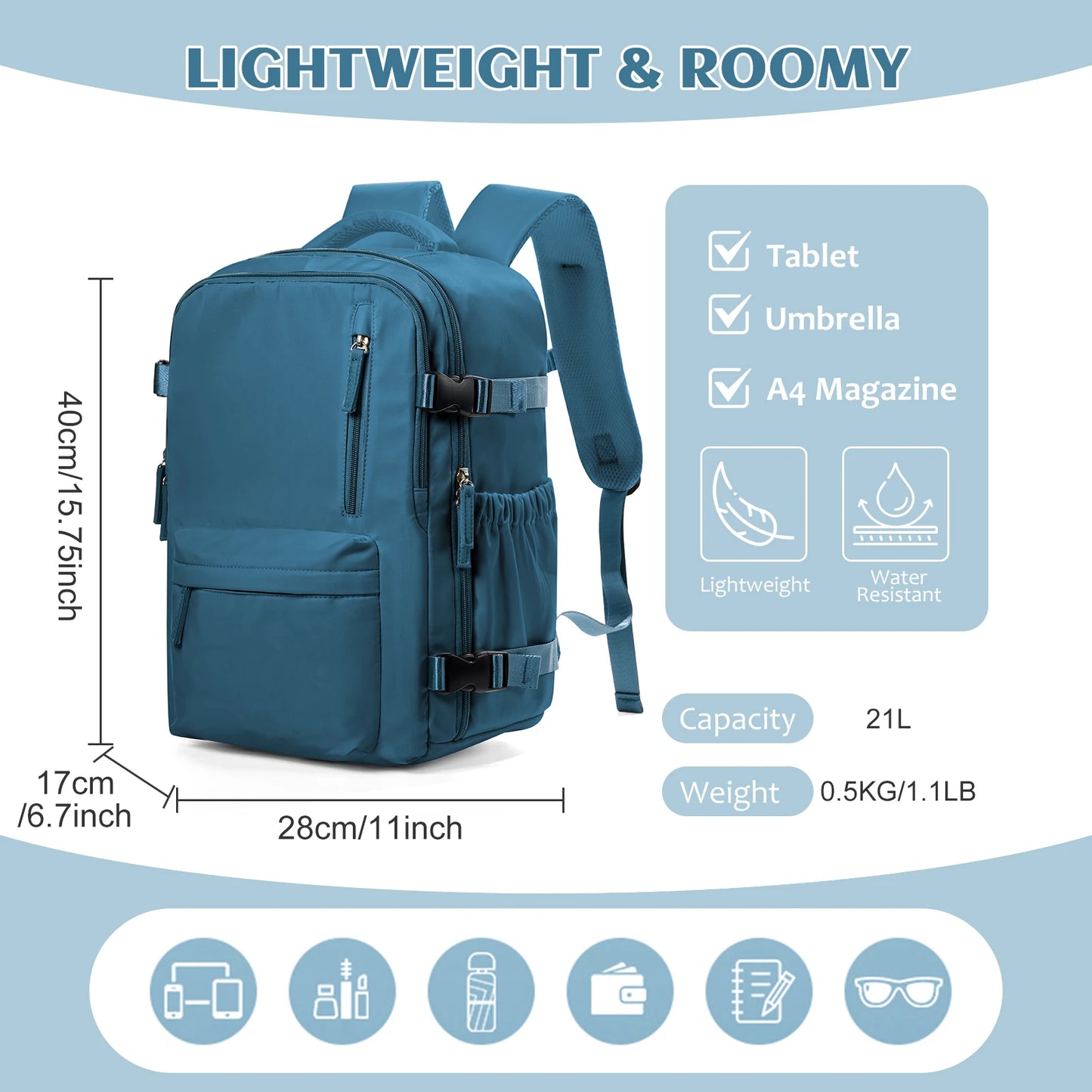 Sac à Dos Cabine Avion 40x30x20 — Ordinateur 15,6" Bagage à Main Homme Femme