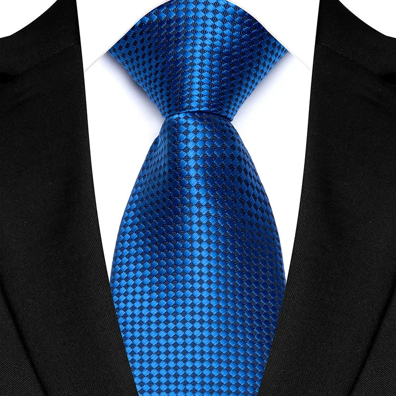 Cravate classique à rayures Paisley pour hommes — 8cm, Jacquard, bleu royal, accessoires, mariage