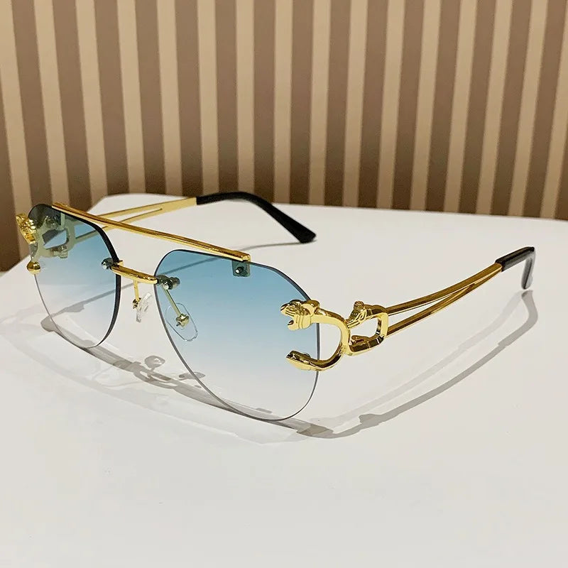 Lunettes de soleil sans monture pour femmes — vintage, UV400, hommes, nuances soleil