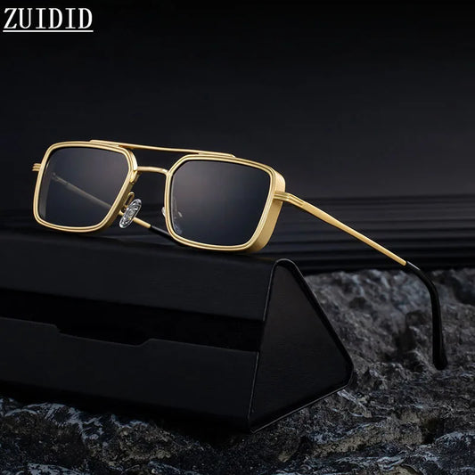 Lunettes de soleil carrées Steampunk hommes et femmes — punk, rétro, mode, vintage, 2025