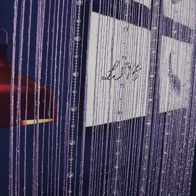 Rideaux à cordes perlées en cristal, 100cm x 200cm, pour salon, porte, mur, fenêtre, écran, gland