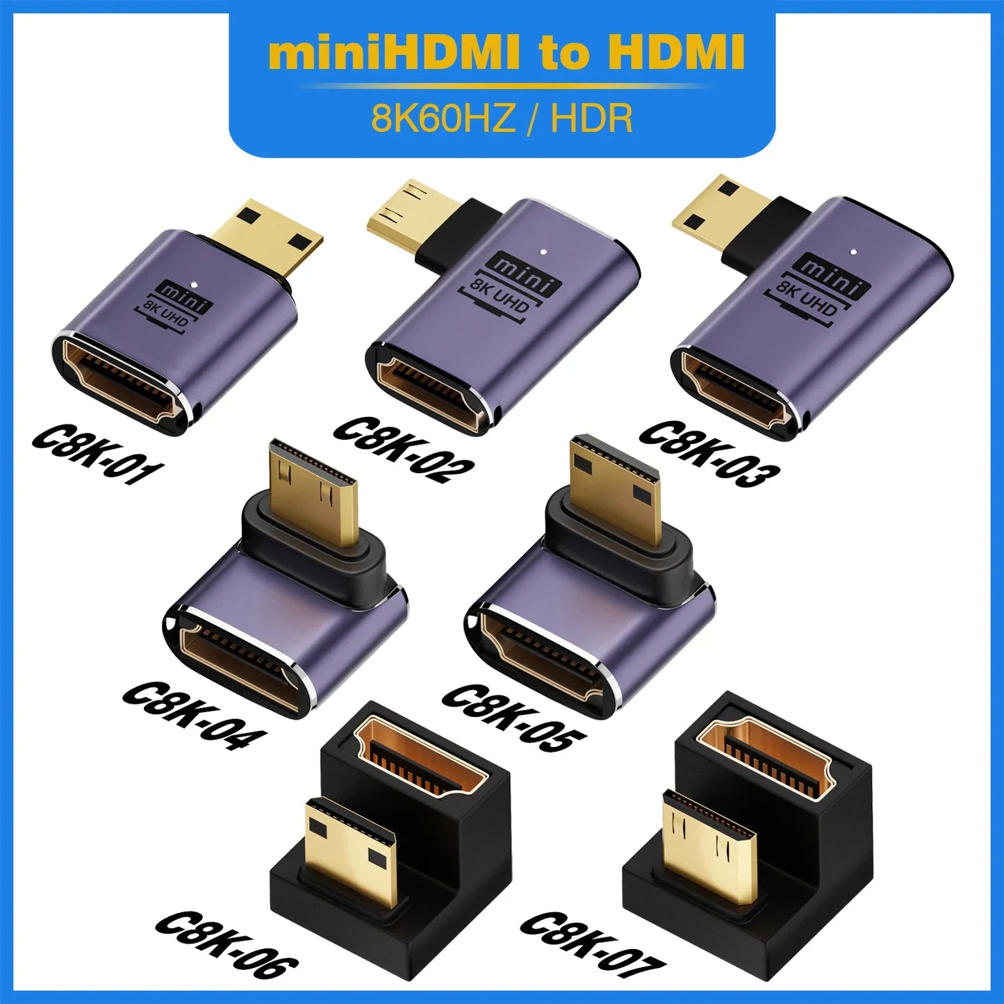 Mini/Micro HDMI to HDMI 2.1 48Gbps 8K60HZ 4K120HZ Converter for Projector HDTV PS4 PS5 Laptop