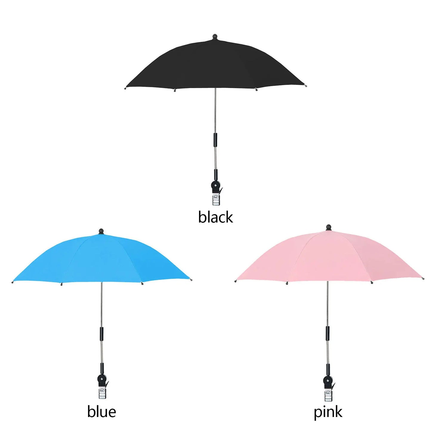 Parasol de chaise de plage protection UV — pare-soleil poussette bébé, 360°, réglable, pince