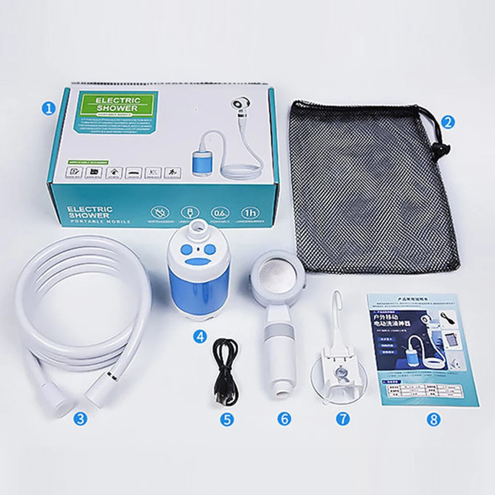 Pompe de douche de Camping Portable avec affichage numérique, 4000mAh, pompe de douche électrique Rechargeable améliorée, dortoir de plage de Camping