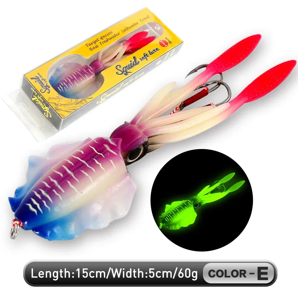 ZUKIBO-Appât souple pour la pêche au calmar, leurre de pêche à la traîne, gabarits de tête de poulpe, gabarit de calmar UV Shoous pour la pêche en bateau de haute mer, appâts Wobblers, 60g