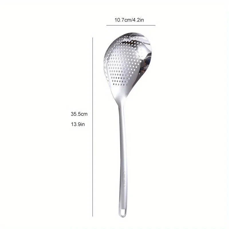 Grande cuillère d'écumoire de passoire en acier inoxydable Durable, cuillère de passoire de nourriture robuste pour frire et cuisine, ustensiles de cuisine 1 pièce
